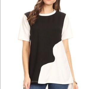 Black and white short sleeve shirt